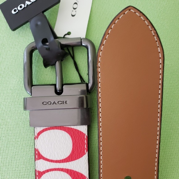 COACH ROLLER BUCKLE CUT-TO-SIZE REVERS. BELT RAINBOW SIGNATURE:NWT PRIDE C4153 - Picture 8 of 10